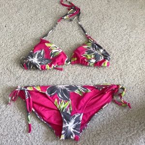Pink floral bikini set
